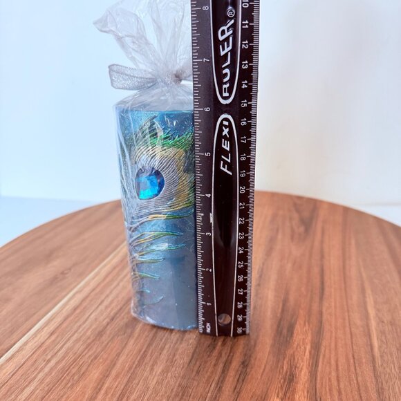 Pier 1 Imports Peacock Candle Rhinestone Feather Pillar Elegant Home Décor Gift - Picture 10 of 14